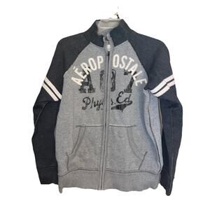 Men’s Y2K Aeropostale 1987 Heavy Gray Sweater Jacket Sz Medium Nice